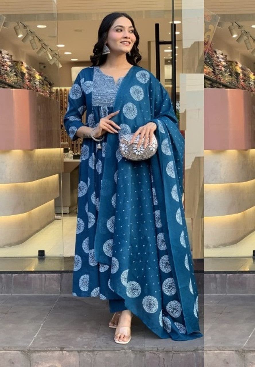 Morpiceh Pure Soft Rayon Printed Kurti Pant Dupatta Set 
