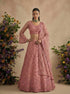 Rose Pink Pure Soft Heavy Net Sequins Embroidery Work Bridal Lehenga Choli 