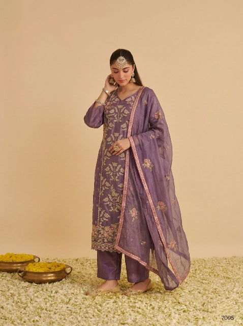 Blue Pure Soft Shimmer Silk Embroidery Work Salwar Suit 