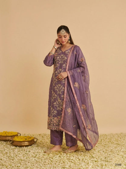 Blue Pure Soft Shimmer Silk Embroidery Work Salwar Suit 