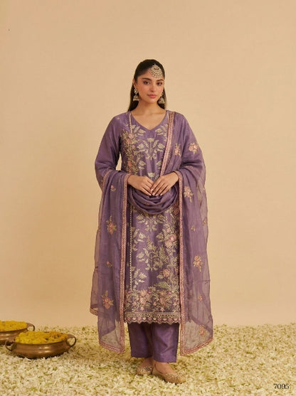 Blue Pure Soft Shimmer Silk Embroidery Work Salwar Suit 