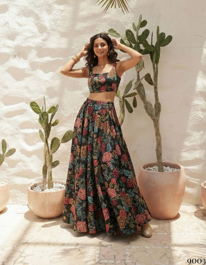 Black Pure Soft Heavy Bhagalpuri Silk Work Party Wear Readymade Lehenga Choli