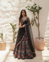 Black Pure Soft Heavy Bhagalpuri Silk Work Party Wear Readymade Lehenga Choli