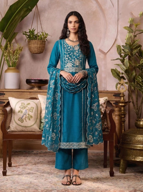 Rama Pure Soft Organza Silk Embroidery Work Salwar Suit 