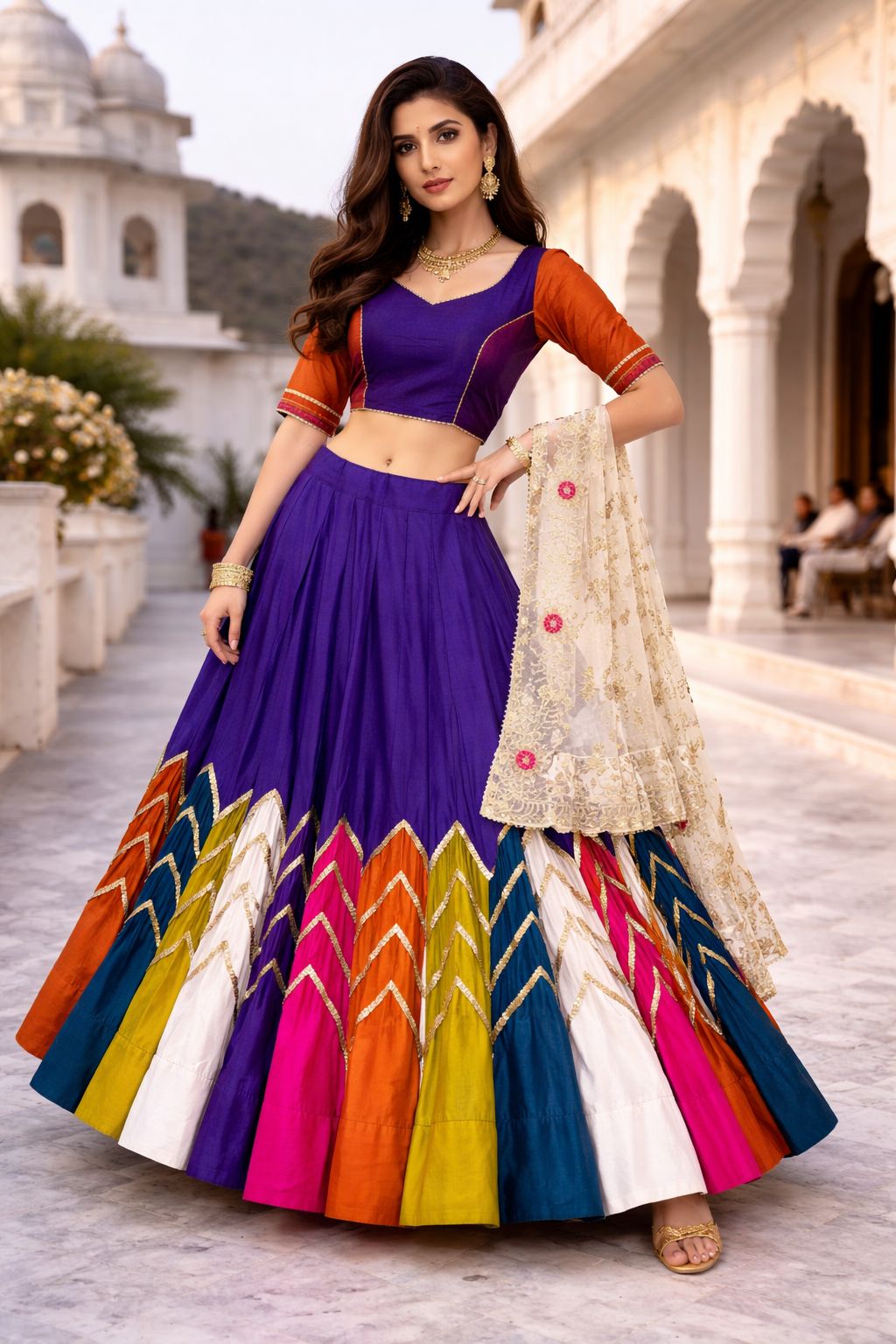 Purple Multicolor Chaniya Choli with Heavy Coin Border