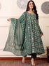 Sea Green Pure Soft Rayon Printed Kurti Pant Dupatta Set 