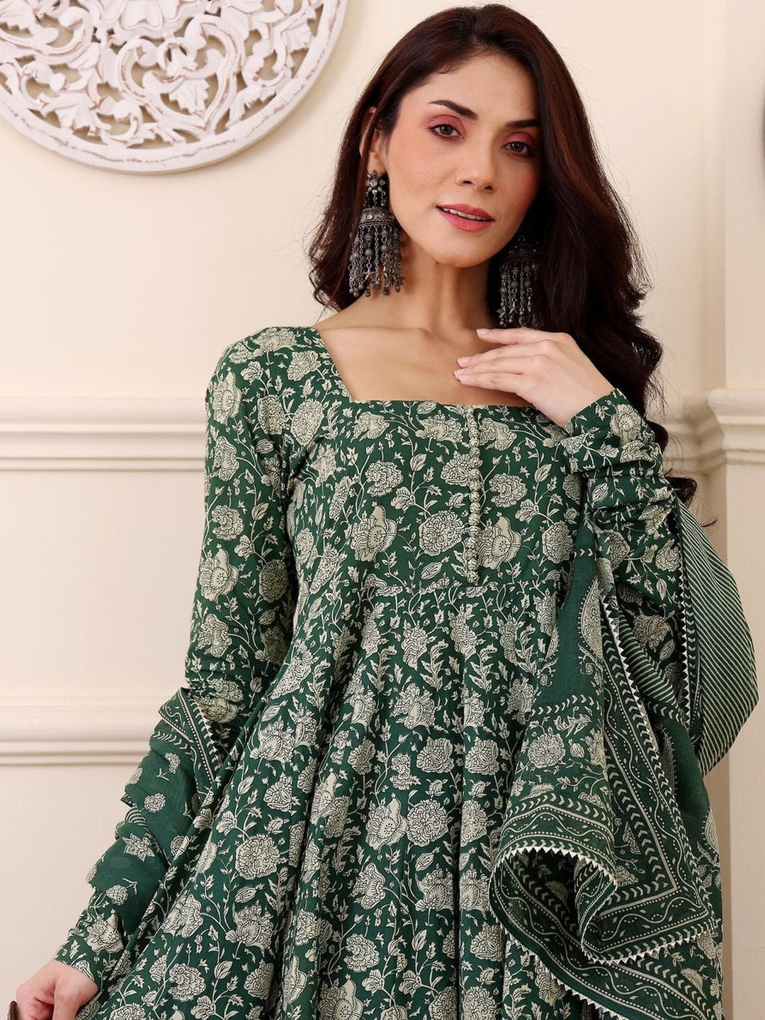 Sea Green Pure Soft Rayon Printed Kurti Pant Dupatta Set 