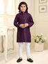 Wine Pure Soft Cotton Printed Kids Boy Kurta Pajama 