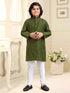 Green Pure Soft Cotton Printed Kids Boy Kurta Pajama 