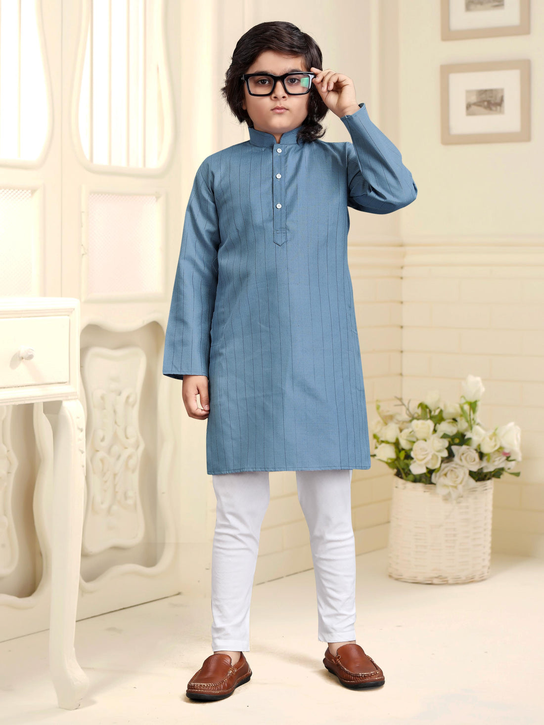 Sky Pure Soft Cotton Printed Kids Boy Kurta Pajama 