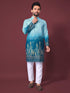 Sky Pure Cotton Reyon Printed with Embroidery sequins Work Kurta Pajama 