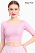 Baby Pink Dobby Cotton Lycra Elegant Round Neck Design Stretchable Blouse 
