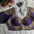 Blue Pure Soft Roman Silk Gold Jari and Sequence Work Blouse 