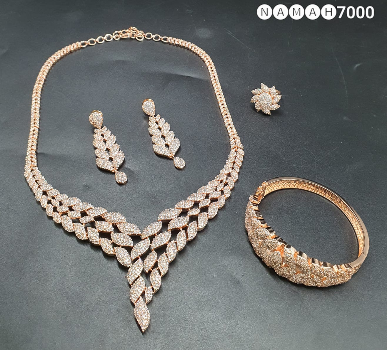 Gold American Diamond Necklace Set 