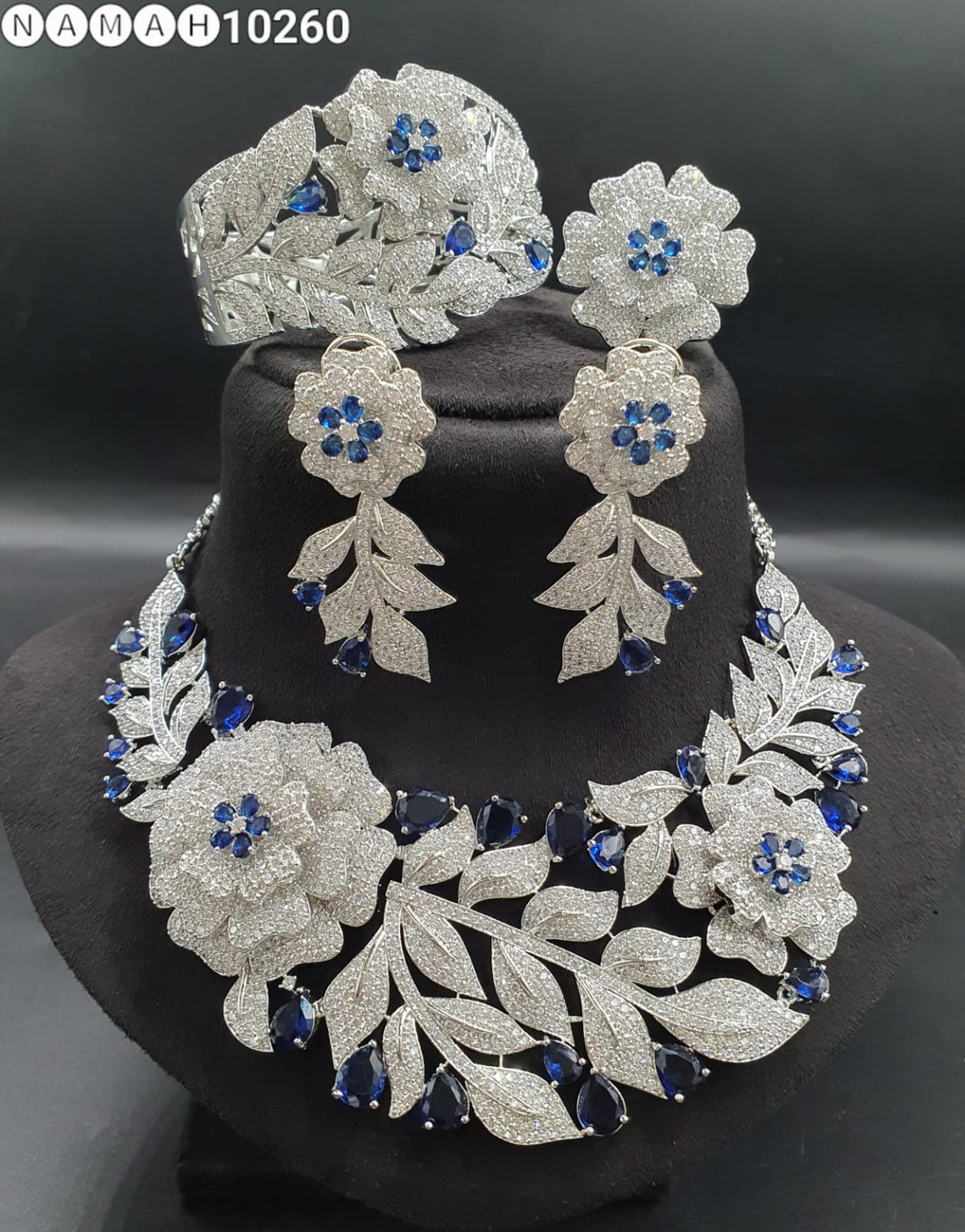 Blue American Diamond Necklace Set