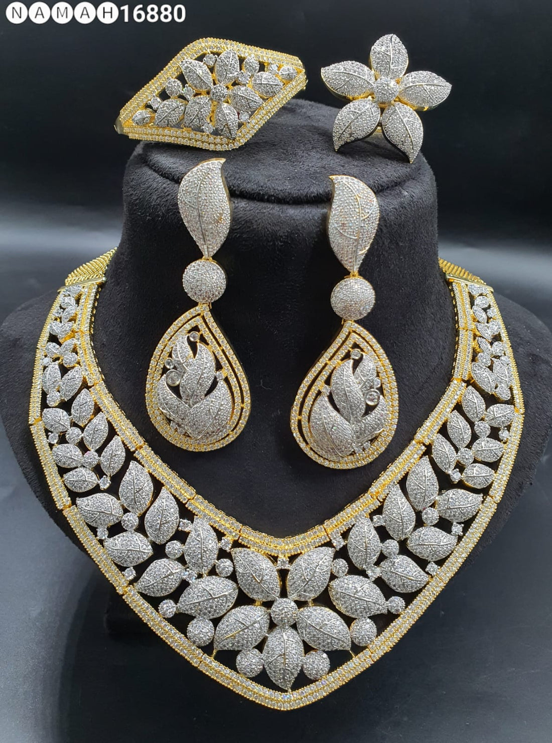 Gold American Diamond Necklace Set