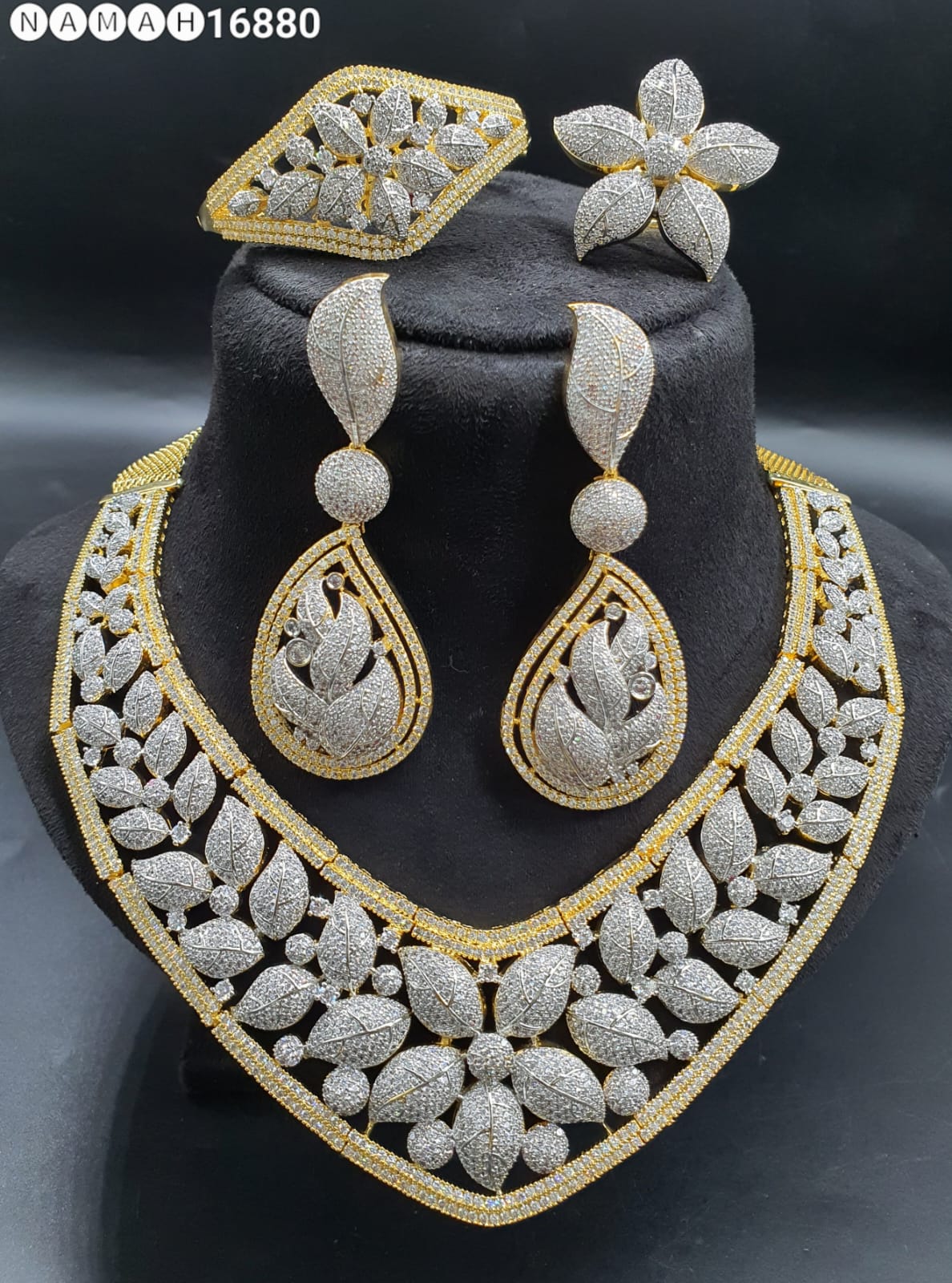 Gold American Diamond Necklace Set