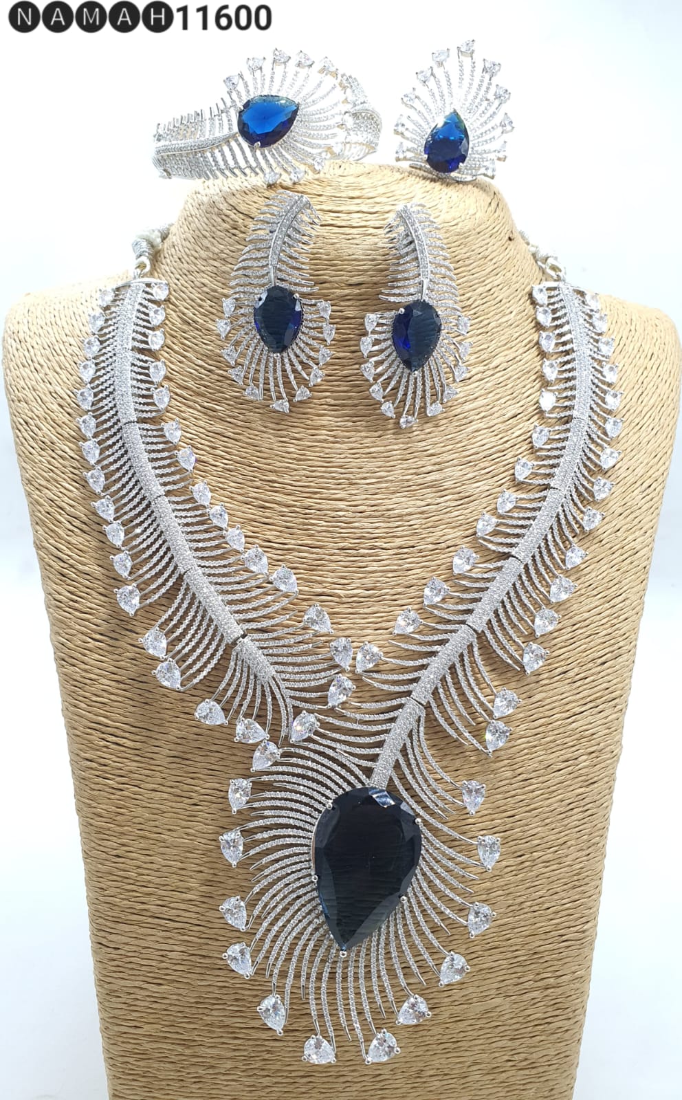 Blue American Diamond Necklace Set