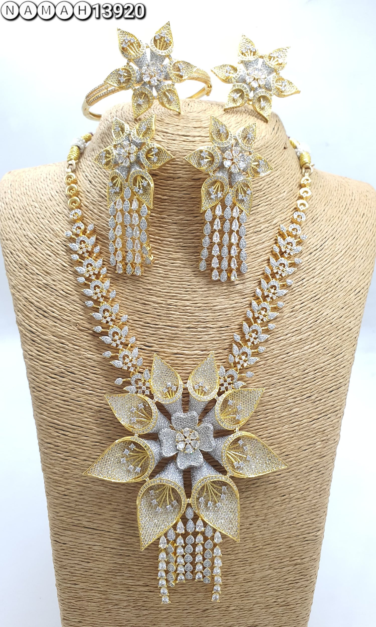 Gold American Diamond Necklace Set