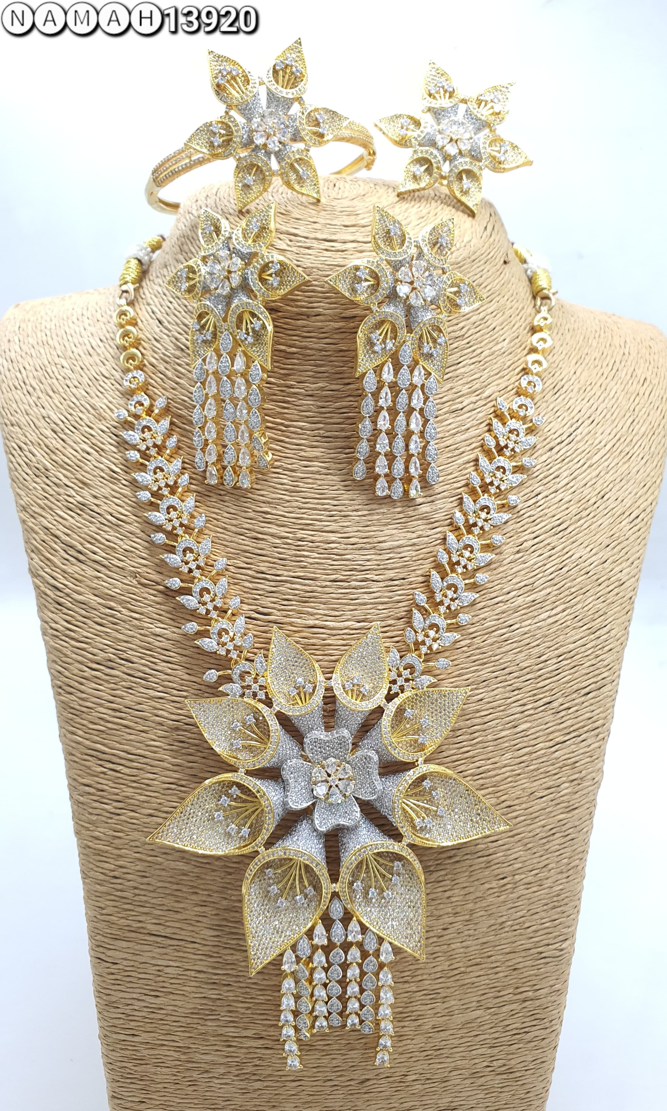 Gold American Diamond Necklace Set