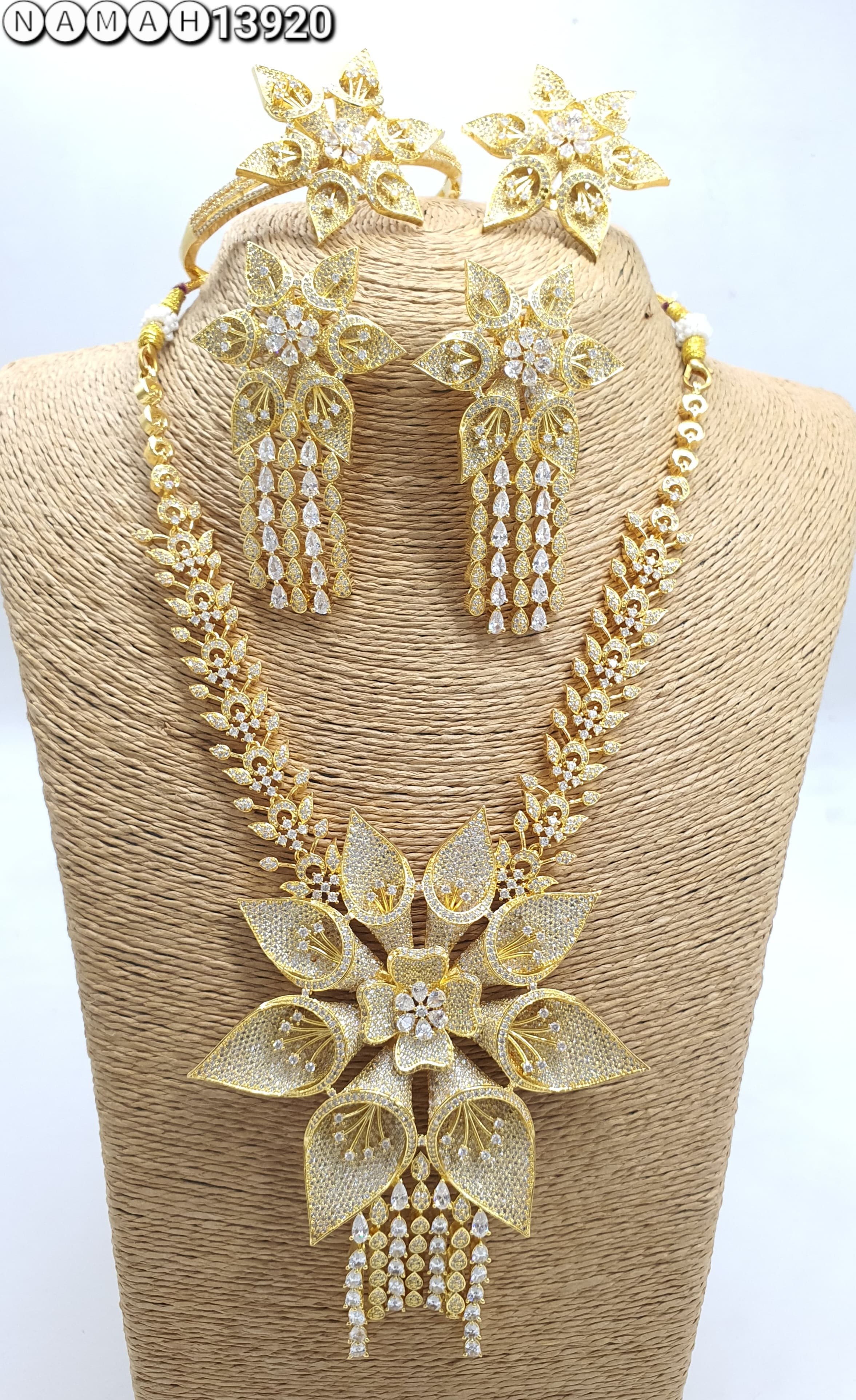 Gold American Diamond Necklace Set