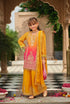 Yellow Pure Chinon Digital Print With Embroidery Work Girls Kids Chudidar 