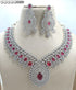 Red American Diamond Necklace Set 
