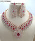 Red American Diamond Necklace Set 