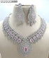 Baby Pink Green American Diamond Necklace Set 