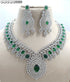 Green American Diamond Necklace Set 