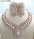 White Green American Diamond Necklace Set 