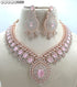 Pink American Diamond Necklace Set 
