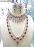 Red American Diamond Necklace Set 