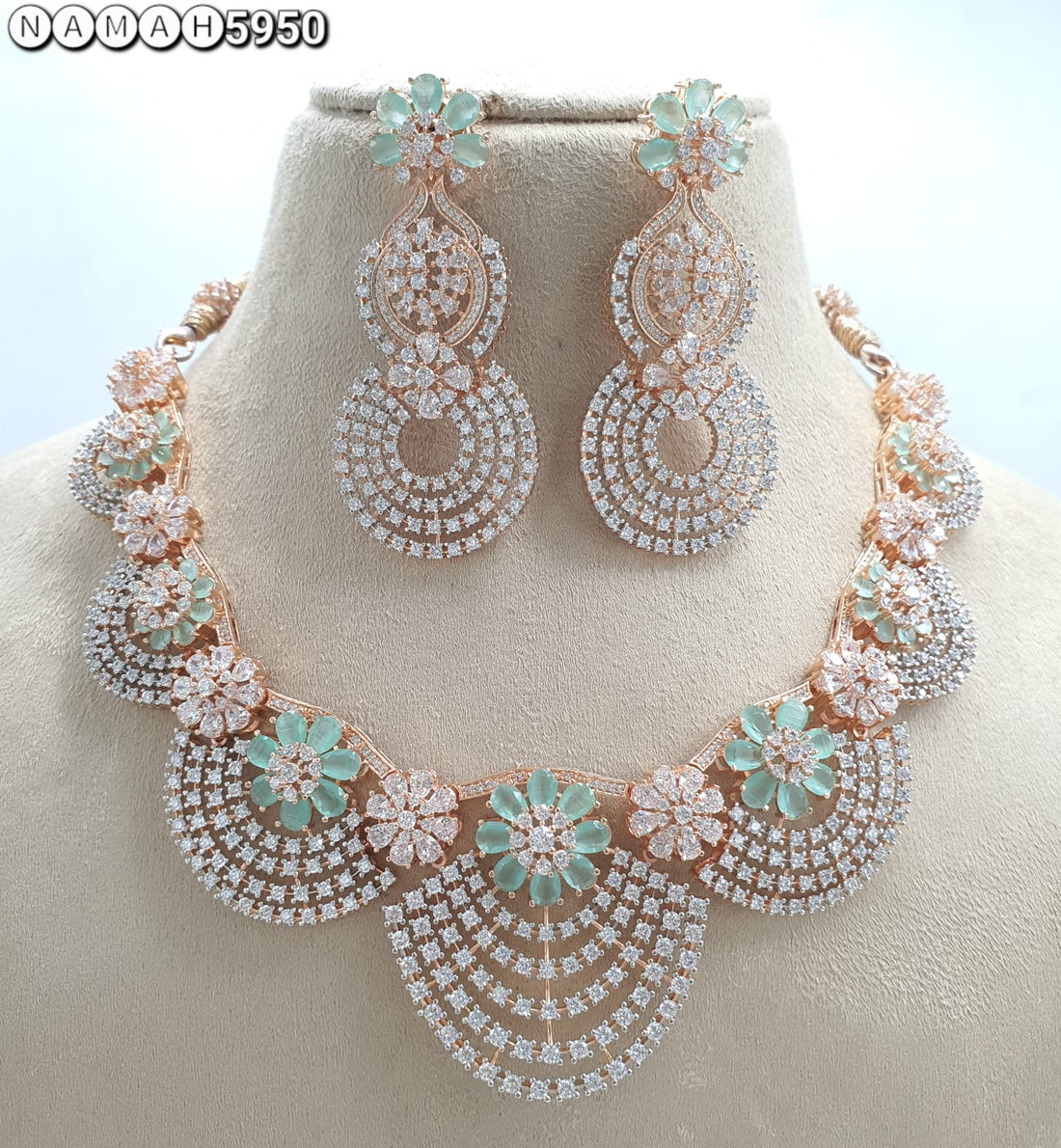 Multicolour American Diamond Necklace Set 