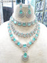 Mind Green American Diamond Necklace Set 