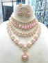 Pink American Diamond Necklace Set 