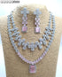Pink American Diamond Necklace Set 