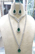 Green American Diamond Necklace Set 