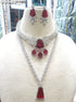 Red American Diamond Necklace Set 