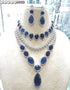 Blue American Diamond Necklace Set 