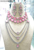 Pink American Diamond Necklace Set 