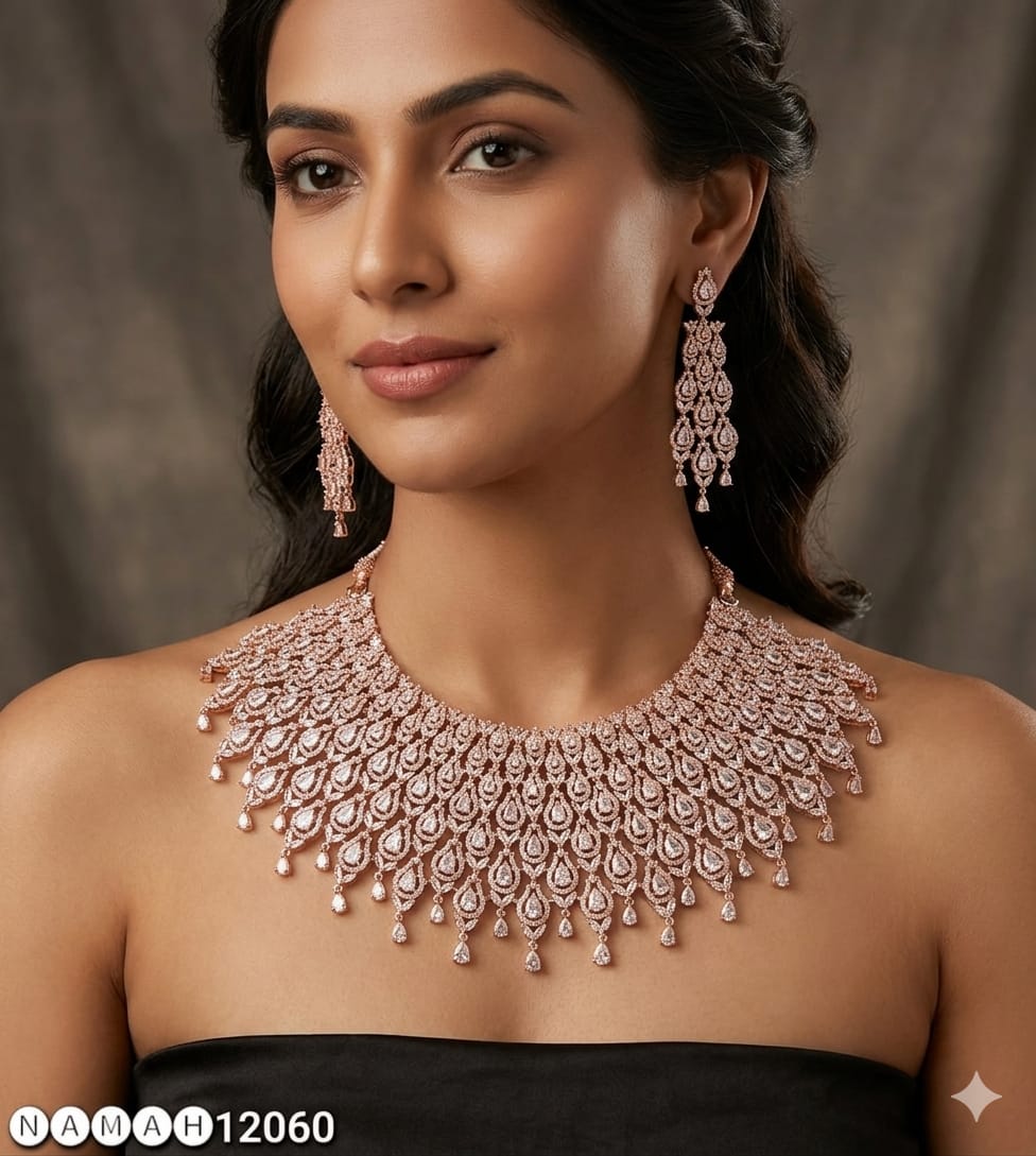 Purple American Diamond Necklace Set 