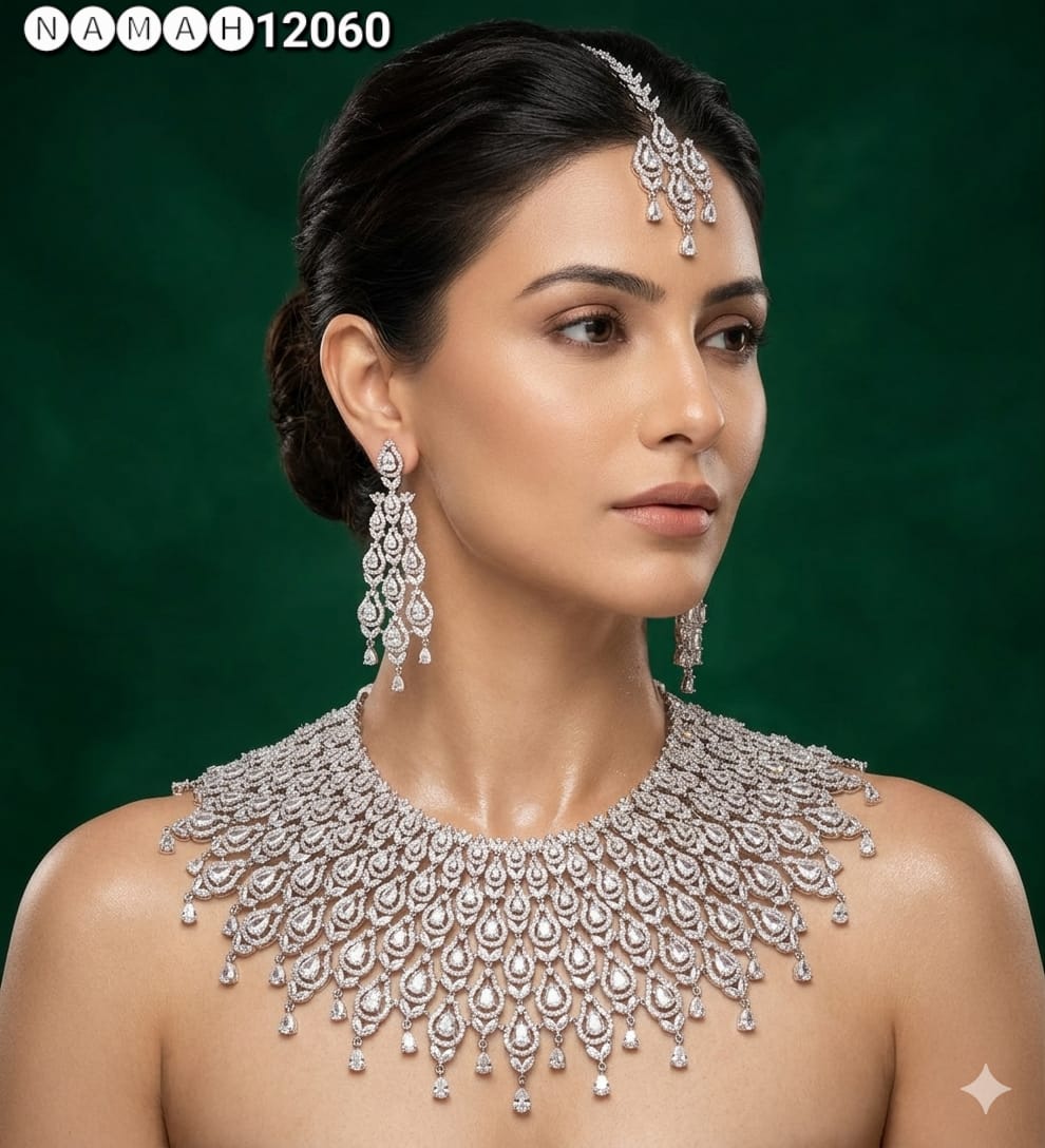 White American Diamond Necklace Set 