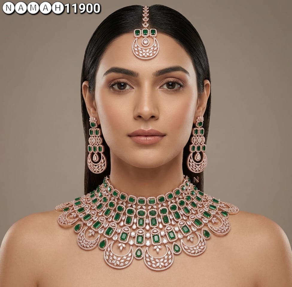 Baby Pink American Diamond Necklace Set 