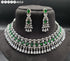 Green American Diamond Necklace Set 