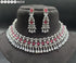 Red American Diamond Necklace Set 