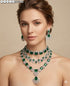 Green American Diamond Necklace Set 