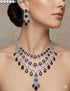 Navy Blue American Diamond Necklace Set 