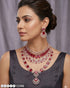 Red American Diamond Necklace Set 