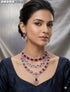 Red American Diamond Necklace Set 